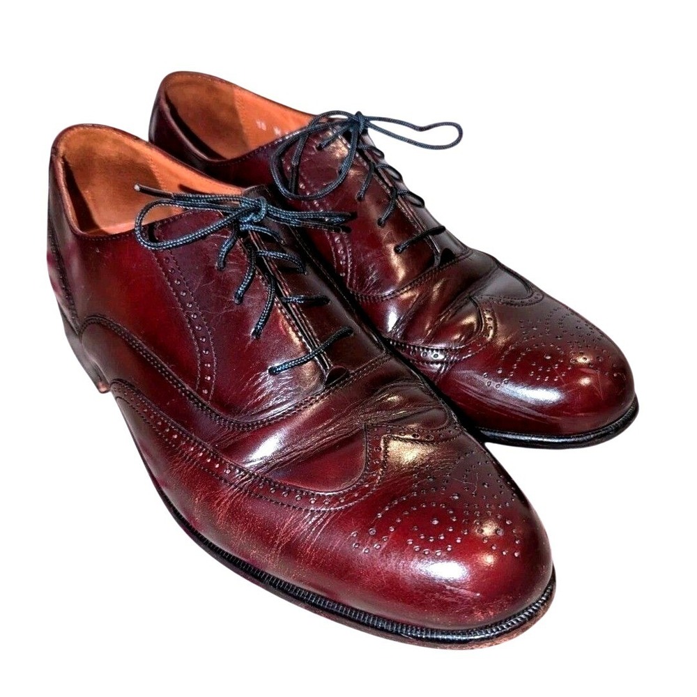 Preppy Ivy League Oxford Dress Shoes Burgundy Leather Bostonian VTG Men's 10